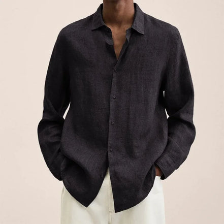Men’s Casual Long Sleeve Shirt, Loose Lapel Top, Autumn Streetwear Fashion