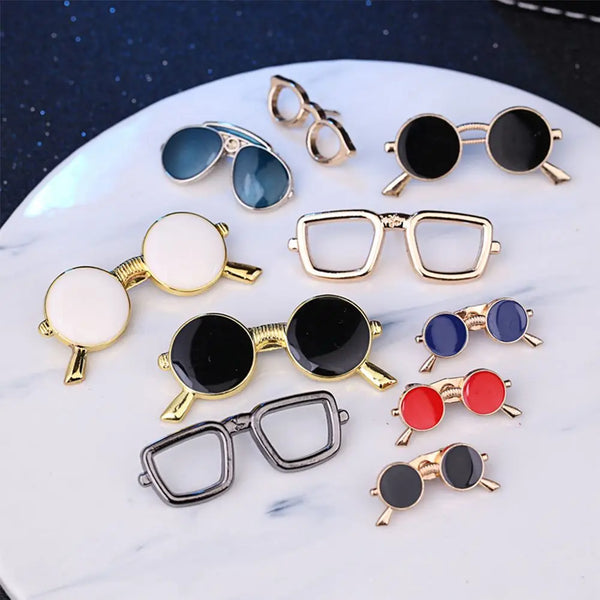 Clothing Accessories, Sunglasses-Shaped Jewelry, Suit Accessories, Enamel Collar Pins, Badge Brooches, Decorative Glasses Brooch for Women