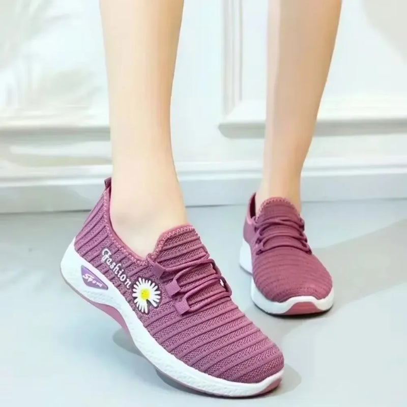 Women’s Fashion Sports Shoes, Thick Breathable Soft-Soled Mesh Sneakers, Lightweight Casual Footwear, Trendy Comfortable Coconut Shoes