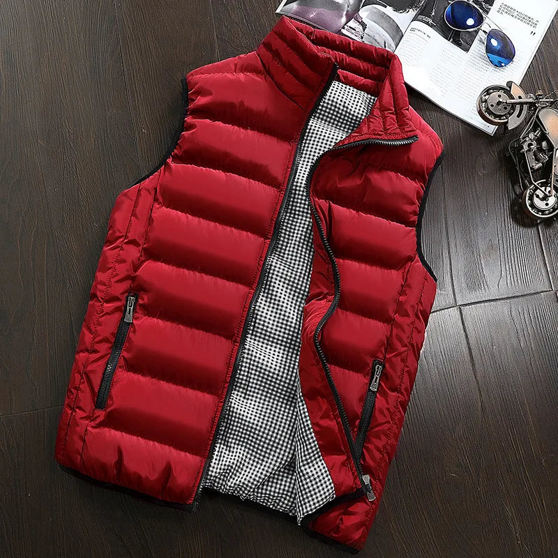 Men’s Windproof Vest, Sleeveless Jacket, Casual Winter Coat, Down Cotton Warm Thickened Waistcoat, Comfortable Gilet