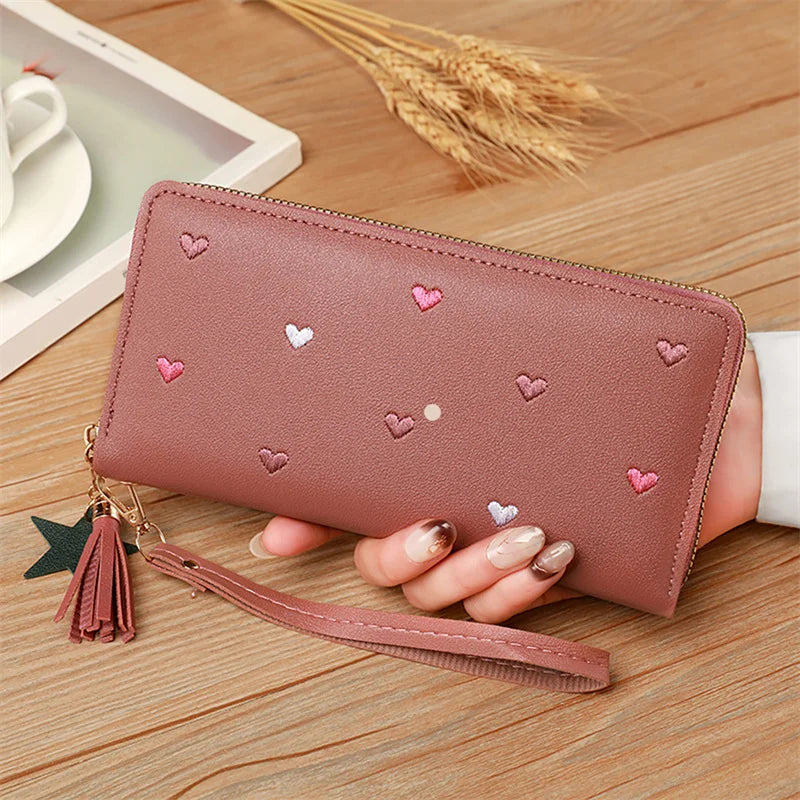 Women Long Wallets Purses Luxury Love Heart Wallets for Ladies Girl