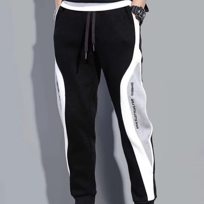 Men’s Black Pants, Hip Hop Drawstring Joggers, Fashion Comfortable Trousers, Casual Sweatpants with Loose Elastic Waist Sportswear