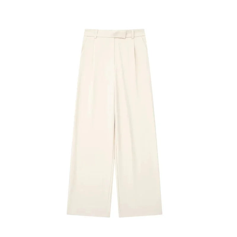 MUJER 2025 Women’s Pants, Beige Grey Black Wide Leg, High Waist Baggy Pants, Women’s Fashion Summer Office Trousers