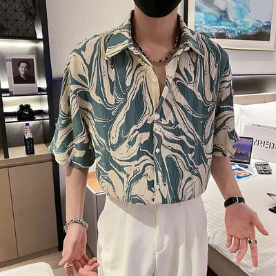 Men’s Casual Short-Sleeve Floral Shirt, Summer Fashionable Stylish Design