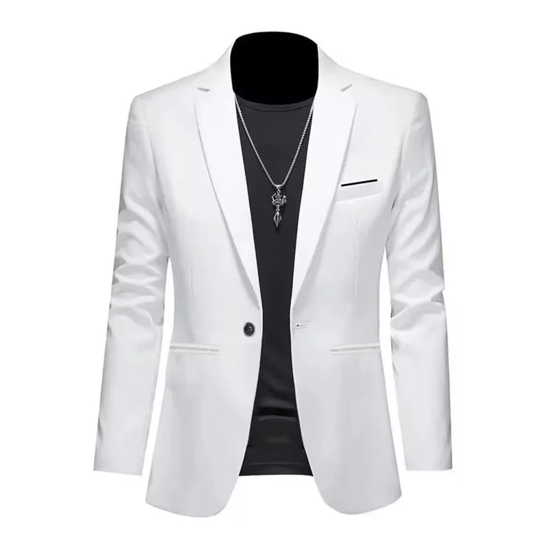 Men’s Trendy Leisure Boutique Suit Jacket, Autumn Casual Business Blazer, Slim Fit Non-Iron Single Button Formal Shirt