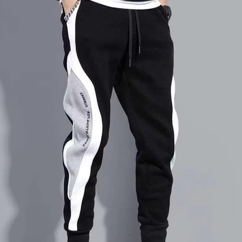 Men’s Black Pants, Hip Hop Drawstring Joggers, Fashion Comfortable Trousers, Casual Sweatpants with Loose Elastic Waist Sportswear