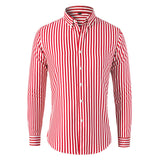 Fashion Men's Shirts And Blouses Striped Long Sleeve Single Breasted Slim Tops Lapel Party Social Shirt Clothing For Men