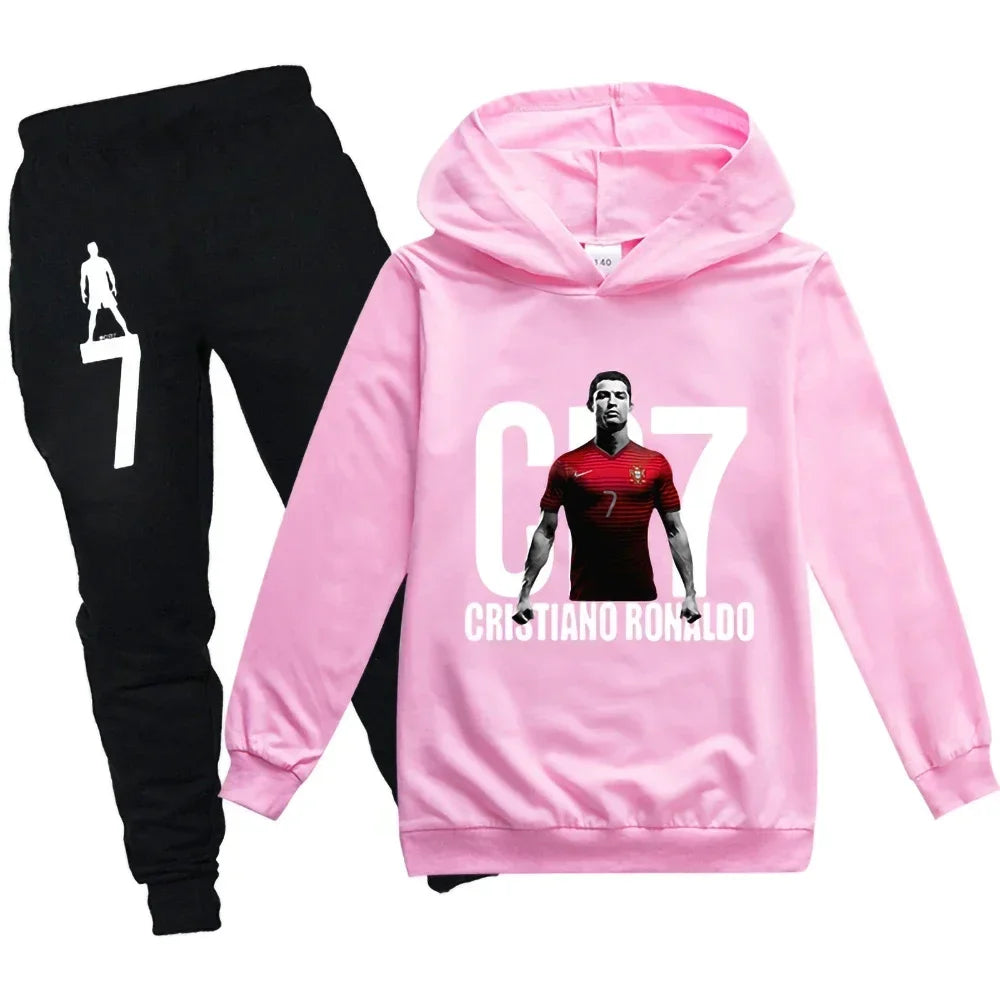 Kid's Clothes Hoodie +Pants Suit 2pcs Set Boy Tracksuit 3-12 Years Spring Autumn Sweatshirt Set Football CR7 Children Sportsuit