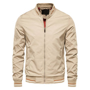 Men’s Autumn Jacket, Casual Solid Baseball Style, Trendy Bomber Outerwear for Men