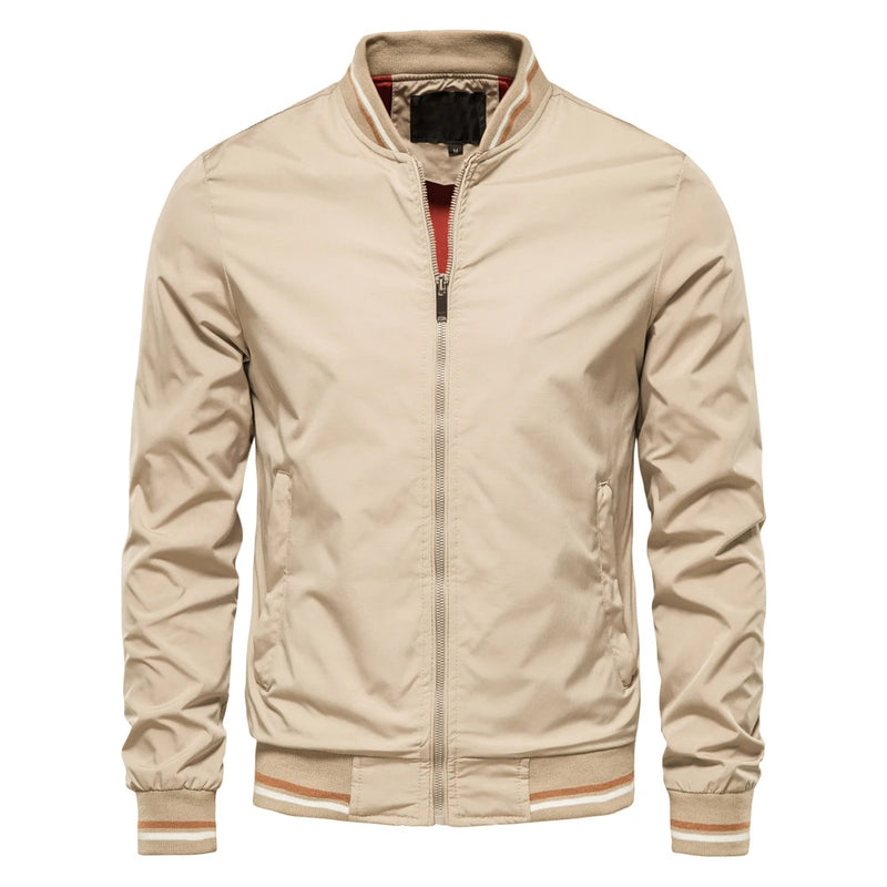 Men’s Autumn Jacket, Fashion Solid Color Casual Baseball Style, Bomber Jacket Outerwear, Trendy Clothing for Men