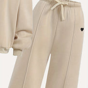 Children's Clothing for Girls, Autumn Outfit Set, Girls' Round-Neck Pullover and Wide-Leg Pants Set, Girls' Round-Neck Sweatshirt and Sports Sweatpants Two-Piece Set, Solid Color Stylish Clothes