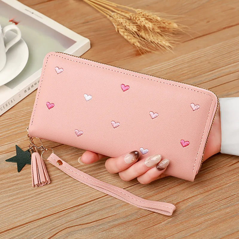 Women Long Wallets Purses Luxury Love Heart Wallets for Ladies Girl