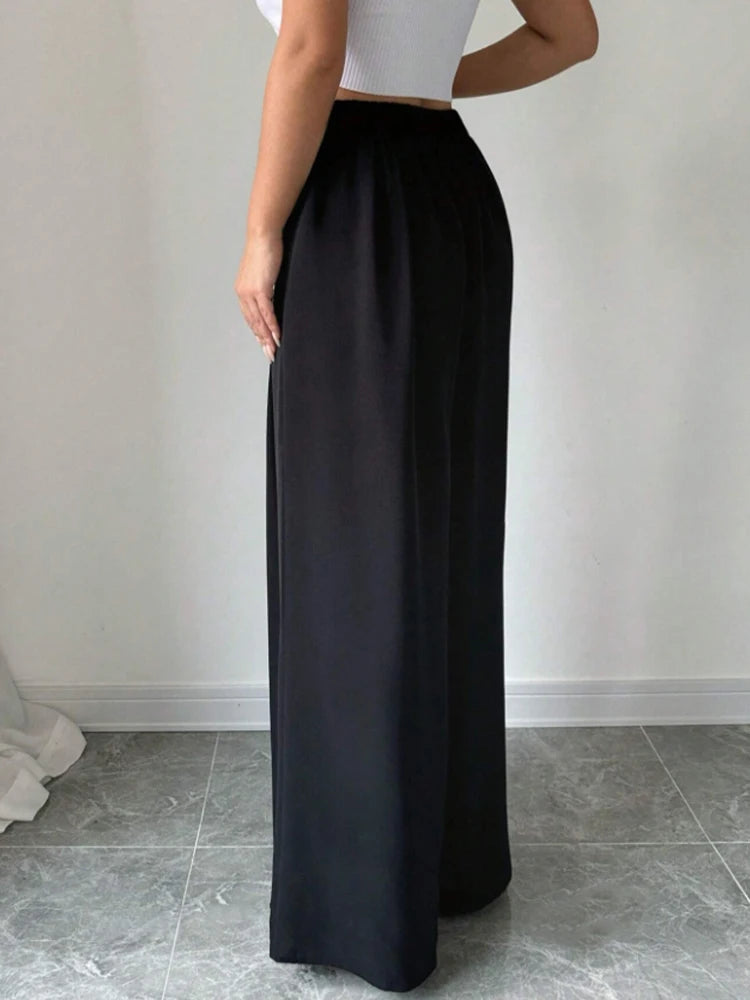 Fashionable Elegant High Waist Wide Leg Pants for Women – Spring & Summer Style Long Trousers with Sophisticated Look
