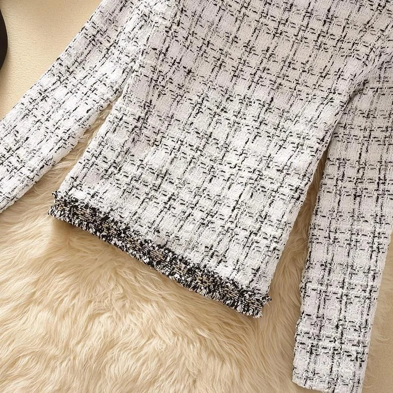 Women’s Spring Jacket, Short Trendy Tweed Coat, Elegant Joker Style Cardigan, Chic Small Design