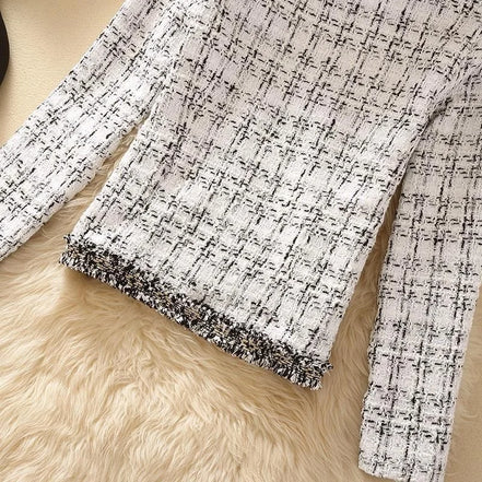 Women’s Spring Jacket, Short Trendy Tweed Coat, Elegant Joker Style Cardigan, Chic Small Design