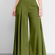 Women’s High Waist Wide Leg Pants – Elegant Casual Office Wear, Solid Loose Long Trousers