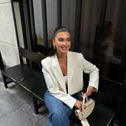 Women’s White Jacket, Basic Long Sleeve, Casual Open Front Coat, Autumn-Winter Office Outerwear