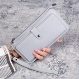 Women’s Fashion Wallet, Simple Zipper Purse, Long Section Clutch, Soft PU Leather Money Bag in Black, White, Gray, Red