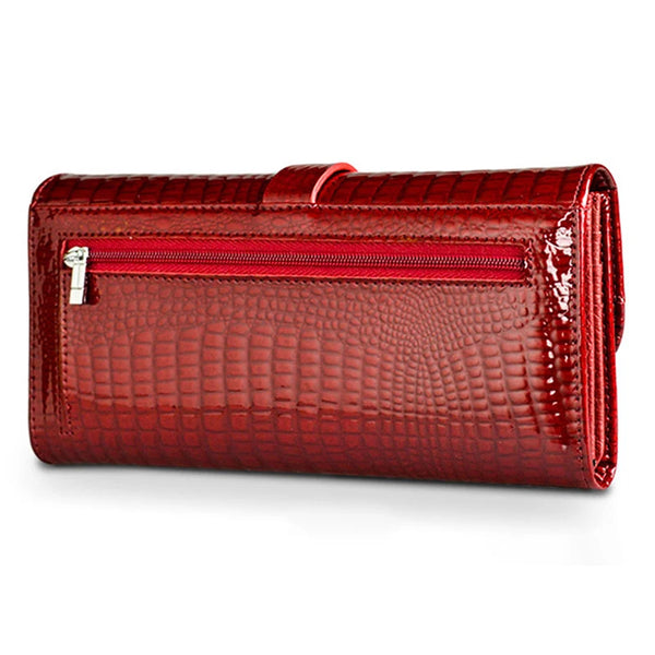 Fashion Women's Genuine Leather Handbags Women	Luxury Designer Wallets	Shiny Long Purses 2022 Ladies Elegant Clutch Bag