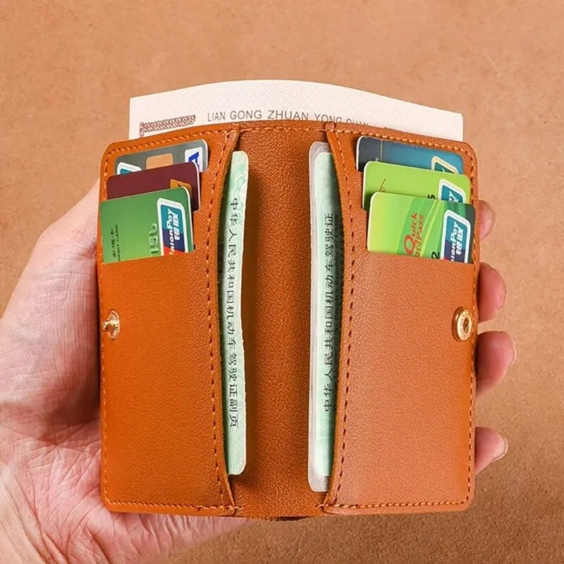 Men’s and Women’s Classic Designer PU Leather Wallet, Small Short Simple Purse, Ultra-Thin Credit Card and Coin Bag