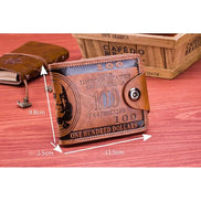 Men’s Fashion Wallet, Leather Photo Card Holder with 100 Dollar Pattern