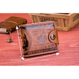 Men’s Fashion Wallet, Leather Photo Card Holder with 100 Dollar Pattern, Large Capacity Stylish Money and Card Purse