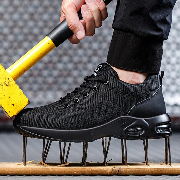 Safety Shoes for Men and Women, Breathable Work Sports Footwear, Steel Toe, Puncture-Resistant Protective Shoes