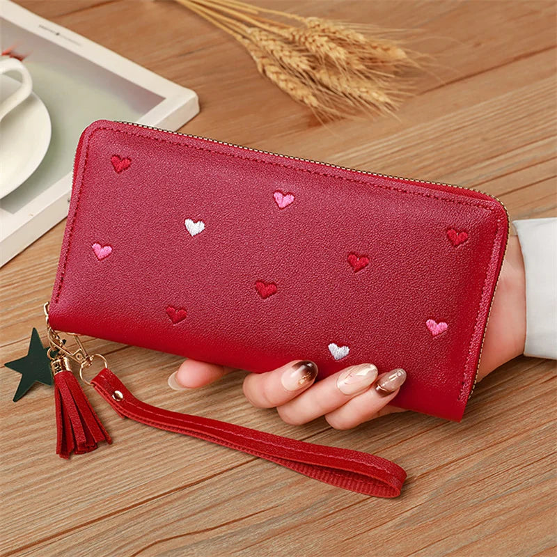 Women Long Wallets Purses Luxury Love Heart Wallets for Ladies Girl