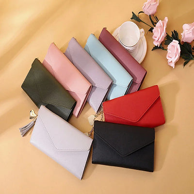 Fashion Women Wallets Simple Zipper Purses Black White Gray Red Long Section