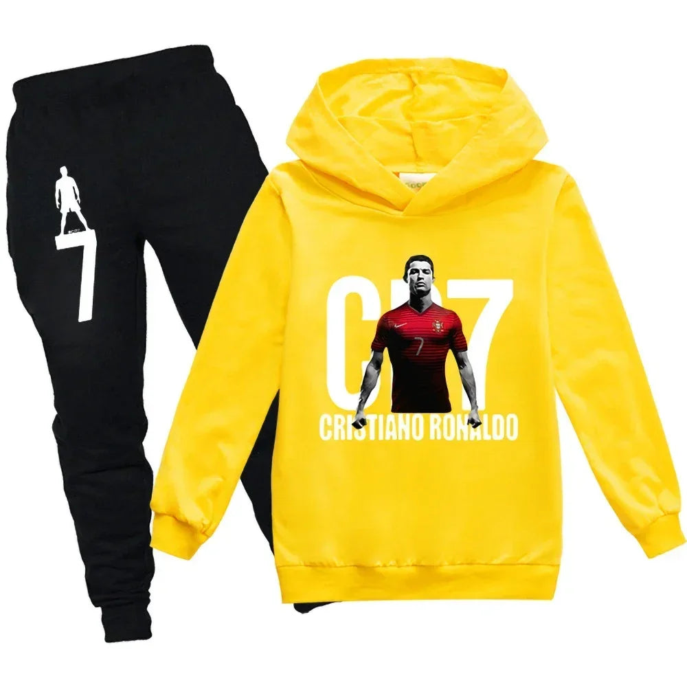 Kid's Clothes Hoodie +Pants Suit 2pcs Set Boy Tracksuit 3-12 Years Spring Autumn Sweatshirt Set Football CR7 Children Sportsuit