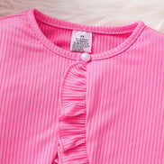 Children's clothing girl autumn fashion casual pink floral dress set 2-piece set - pink round neck vest+pink floral skirt