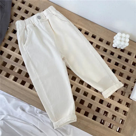 1-8 Years Boys Pants Kids Cargo Pants Mid-Rise Button Casual Outdoor Comfortable Breathable Spring Fall Fashion Chidren Trousers