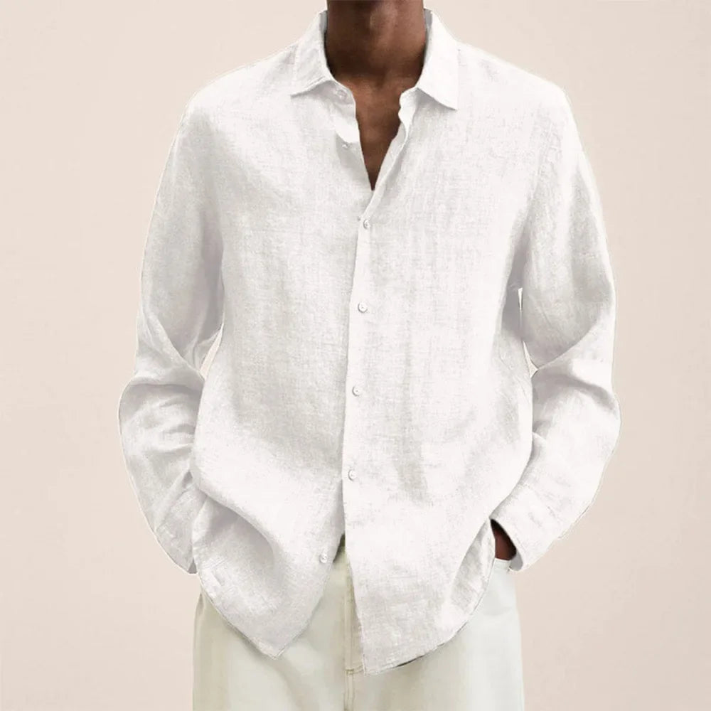 Men’s Casual Long Sleeve Shirt, Loose Lapel Top, Autumn Streetwear Fashion