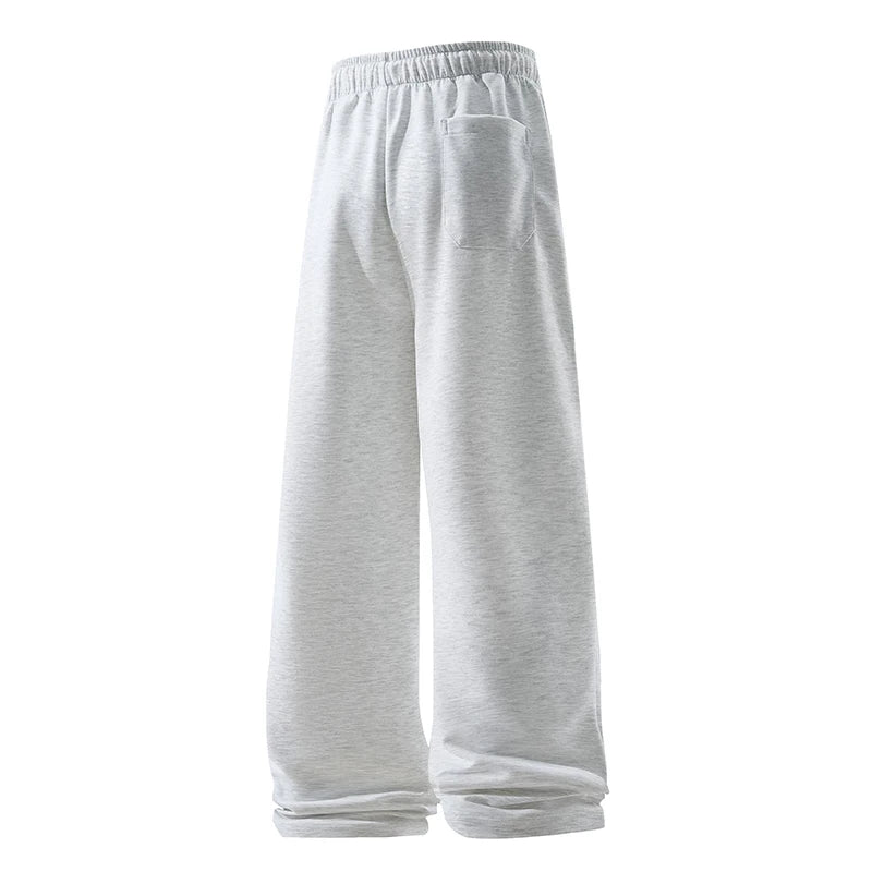 Men’s Wide Leg Sweatpants – Casual Breathable Loose Straight Trousers with Elastic Drawstring Waist