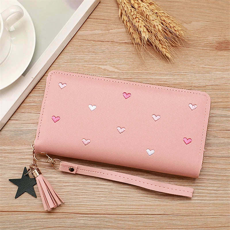 Women Long Wallets Purses Luxury Love Heart Wallets for Ladies Girl