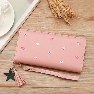 Women Long Wallets Purses Luxury Love Heart Wallets for Ladies Girl