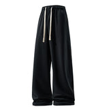 Wide Leg Pants, Fashion Casual Breathable Men’s Sweatpants, Autumn Versatile Elastic High Waist Drawstring Loose Straight Trousers