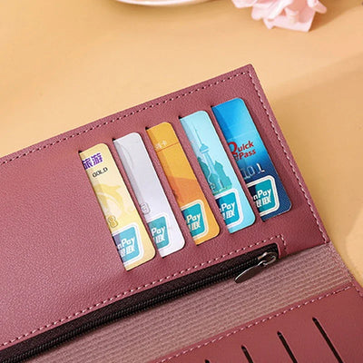 Fashion Women Wallets Simple Zipper Purses Black White Gray Red Long Section