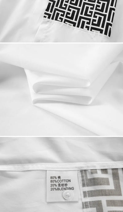 Men’s Geometric Printed Shirt, Long Sleeve Slim Fit, Luxury Party & Business Dress Shirt