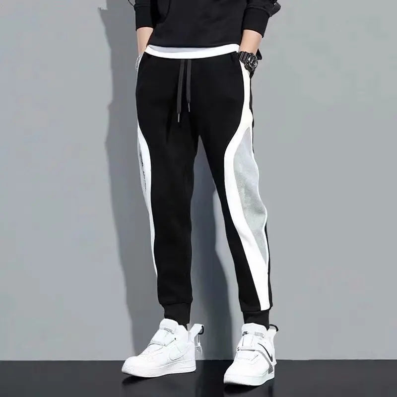 Men’s Sports Patchwork Pants – Loose-Fit Running, Training, and Casual Fashion Trousers