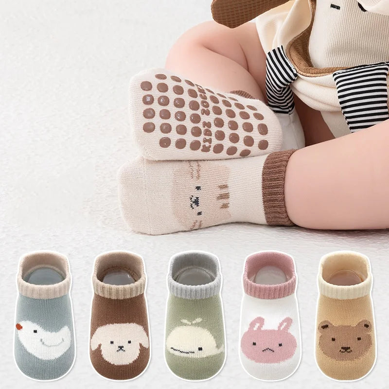 Kids Floor Socks For Girls Boys Spring Autumn Cotton Cartoon Toddler Anti-slip Socks For Children Casual Baby Child Home Sock