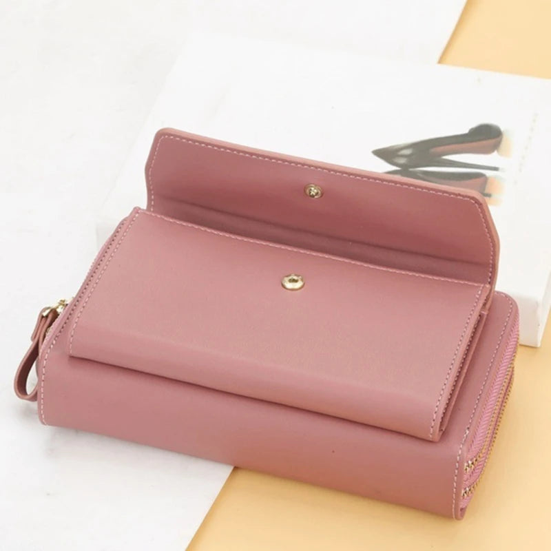 Women’s Designer Brand Wallet, Multi-Compartment Clutch, Long Large Card Purse