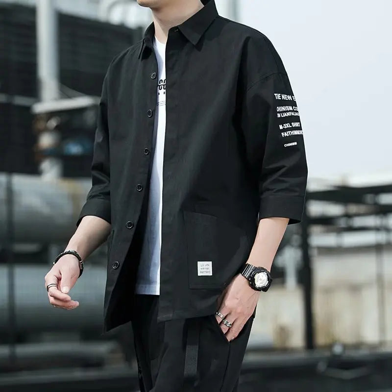 Men’s Streetwear Shirt, Harajuku & Korean Summer Style, Teens College Unisex Fashion