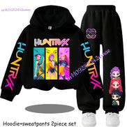 Kid Cloth KPop Demon Hunters Children's Hoodie Set with Boys' Casual Sports Shirt and Two Tone Girls' Soft and Comfortable Pants