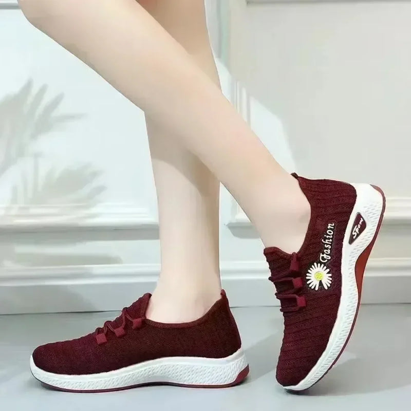 Women’s Fashion Sports Shoes, Thick Breathable Soft-Soled Mesh Sneakers, Lightweight Casual Footwear, Trendy Comfortable Coconut Shoes