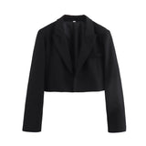 Women’s White Basic Jacket, Elegant Solid Long Sleeve Top, Autumn Winter Open Front Coat, Casual Short Office Outerwear