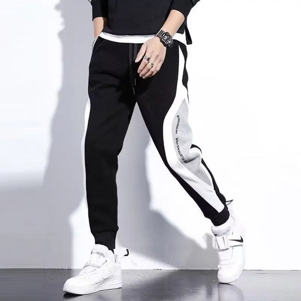 Men’s Black Pants, Hip Hop Drawstring Joggers, Fashion Comfortable Trousers, Casual Sweatpants with Loose Elastic Waist Sportswear