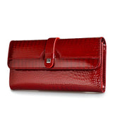 Fashion Women's Genuine Leather Handbags Women	Luxury Designer Wallets	Shiny Long Purses 2022 Ladies Elegant Clutch Bag