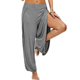 Women’s Fashion Yoga Pants, High-Waisted Slit Wide Leg Harun Pants, Gym Leggings, Casual Solid Hollow Workout Trousers, Gym & Home Wear