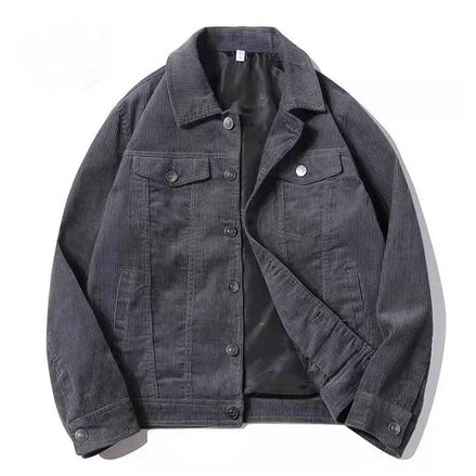 Men’s Corduroy Jacket, Thin Spring-Autumn Coat, Casual Vintage Loose Fit, Plus Size Outerwear